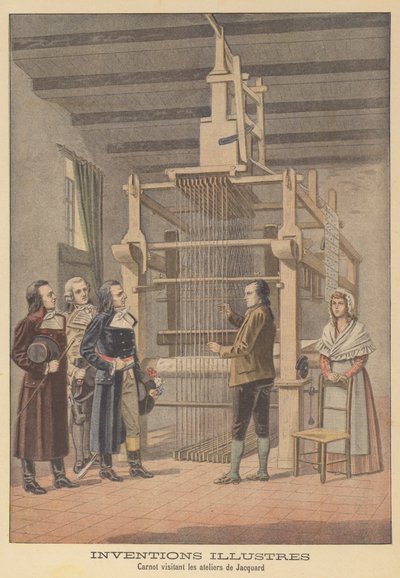 Lazare Carnot besøger Jacquards værksted i Lyon, 1801 af French School